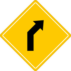 Curve yellow road sign or traffic sign. Street symbol illustration.