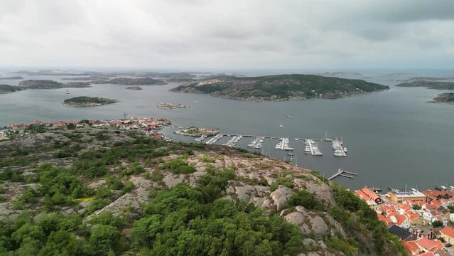 Flyover Heath Cliff Fjallbacka, Sweden Drone