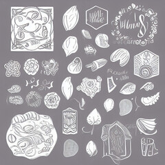 hand-drawn doodle elements for adding character and personality to designs
