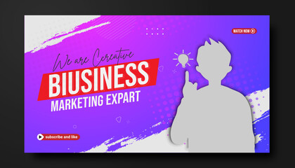 Corporate YouTube thumbnail for live workshop promotion Social media web banner and Editable Modern Video Thumbnail cover - obrazy, fototapety, plakaty