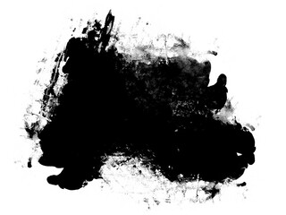 Abstract black brush stroke smudge, random splash of black paint, masking shapes for manipulation purposes, isolated object illustration with transparent background