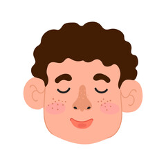 Vector Colorful Illustration of Kind Boy Isolated on White Background