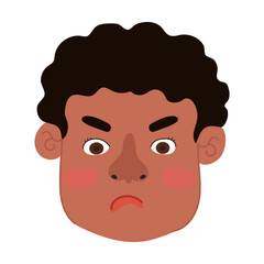 Vector Colorful Illustration of Angry Boy Isolated on White Background