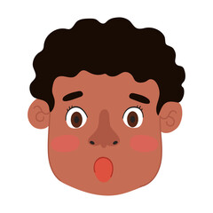 Vector Colorful Illustration of Surprised Boy Isolated on White Background