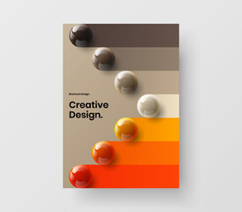 Simple realistic spheres annual report layout. Creative leaflet A4 design vector template.