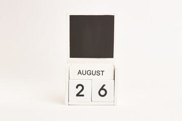 Calendar with the date August 26 and a place for designers. Illustration for an event of a certain date.