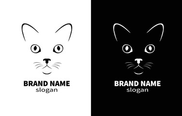 Cat Head Line Art Kitty Logo Design