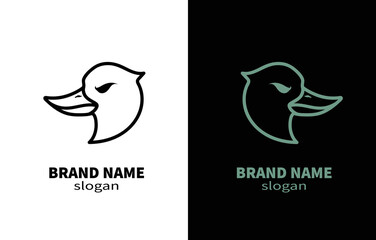 Angry Duck Head Line Art Bird Logo Design