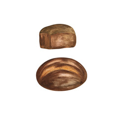 Watercolor bakery products. Handmade on a white background. Raster