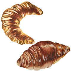Watercolor bakery products. Handmade on a white background. Raster