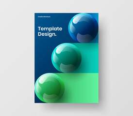 Premium brochure A4 design vector layout. Bright realistic balls handbill illustration.