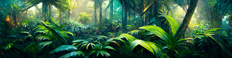 Tropical jungles created with Generative Ai technology
