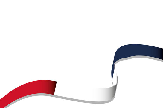 France Flag Ribbon Isolated On White Background