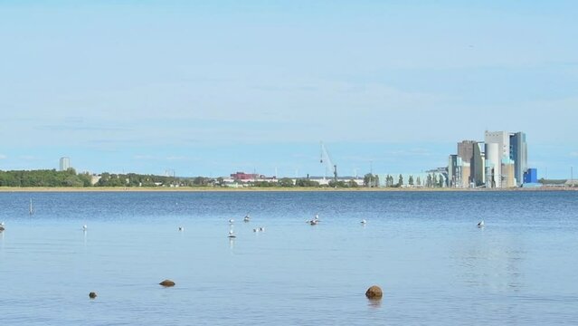 Halmstad industrial port at Kattegat sea in Sweden