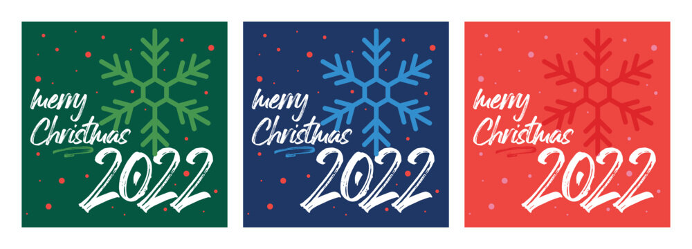Merry Christmas Background with Typography, Lettering. Greeting card 2022