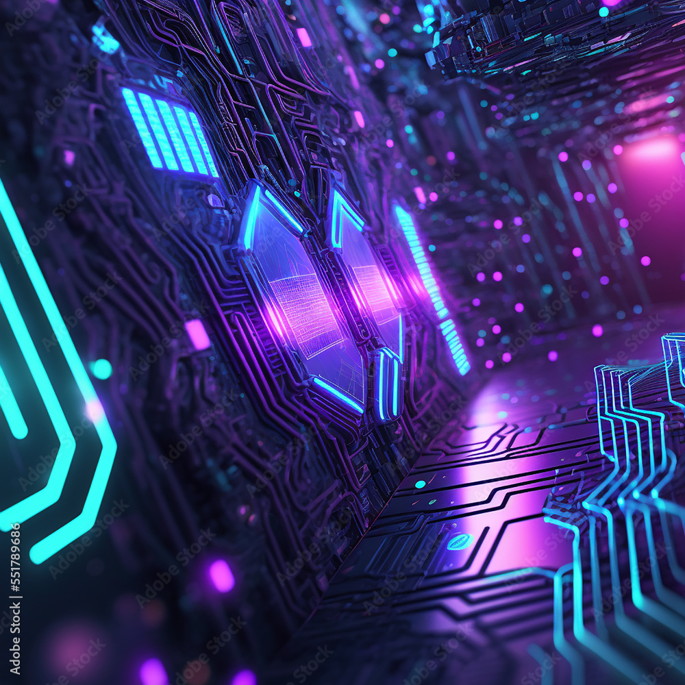 Aufkleber abstract circuit cyberspace design created with generative ai technology