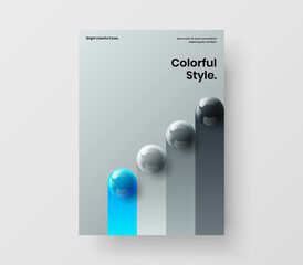 Multicolored 3D spheres annual report illustration. Simple company brochure design vector layout.