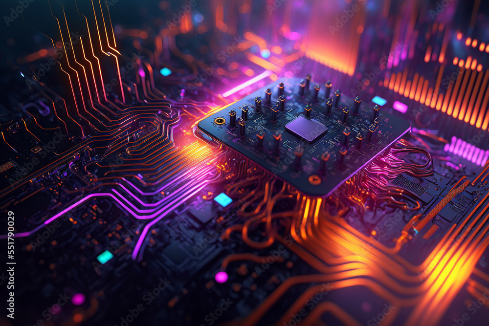 Aufkleber abstract circuit cyberspace design created with generative ai technology