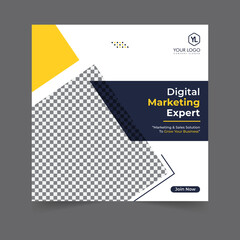 Fototapeta premium Digital marketing social media post business webinar for social media story, business post or stories banner template geometric shape design for attractive abstract elements post background space