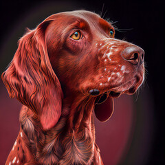 portrait of a Jasper Red hunting dog, generative ai illustration