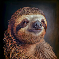 Fototapeta premium portrait of a sloth, generative ai illustration
