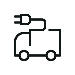 Electric truck isolated icon, electric vehicle vector icon with editable stroke