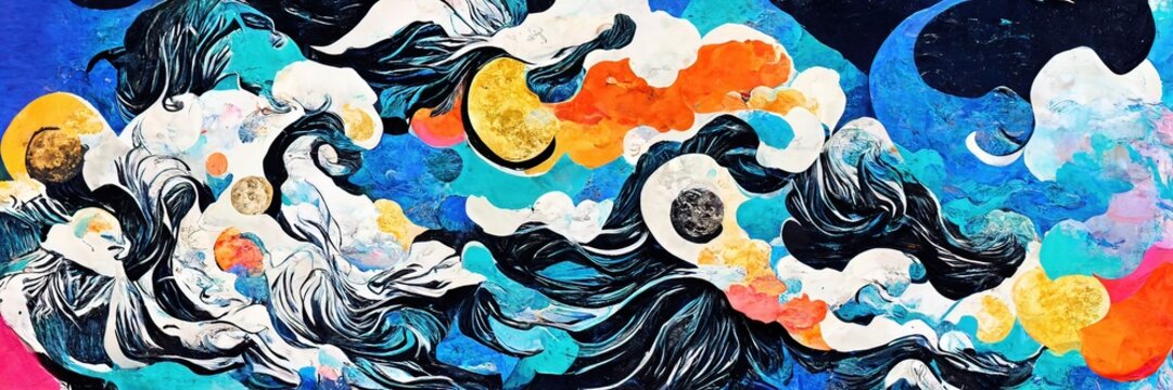 abstract Moon and cloud Pattern. Generative AI