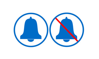 Turn on notification and turn off notification icon with simple design.bell icon vector set