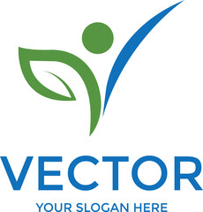 Modern creative V letter logo design with leaf