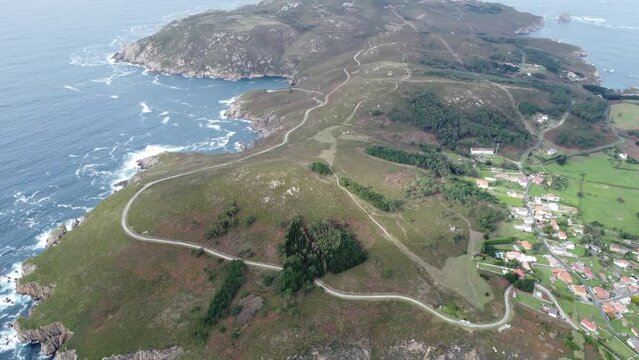 beautiful scenery near lanzada in galicia in spain at the atlantic ocean, drone and nice weather