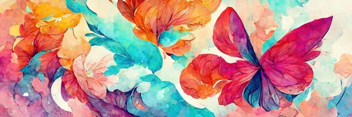 Watercolor floral pattern. Generative AI