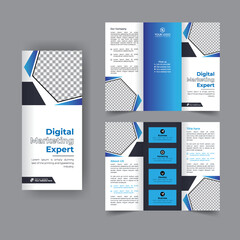 Business trifold brochure annual report cover, digital marketing tri fold corporate brochure cover or flyer design. Leaflet presentation. Catalog with Abstract geometric background. Modern template.