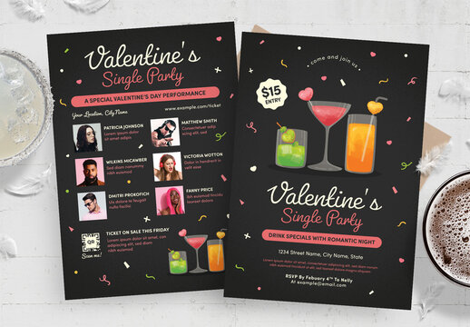 Valentine's Single Party Flyer Template