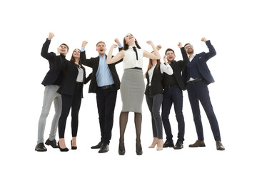 Fototapeta premium team of young business people celebrating together .