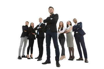 Obraz premium young businessman leading a team of young business people.