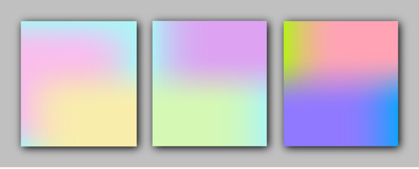 Fototapeta premium Rainbow Gradient Set. Color Background. Pink, Green, Red, Blue, Violet, Yellow Blurred Mesh. Vector Modern Banners. AbstractBright Wallpaper. Technology Cover And Template Design.