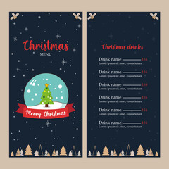 Christmas menu for drinks, Christmas mood, menu for Christmas