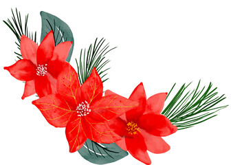 Watercolor christmas poinsettia 