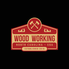 Set of vintage carpentry and hammer mechanic labels, emblems, and logo
