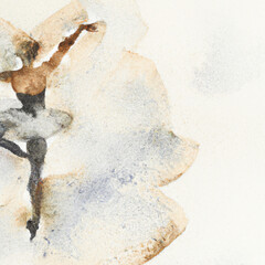 Generative ai watercolor illustration of a female ballet dancer with copy space