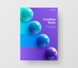 Original corporate brochure A4 design vector template. Simple 3D balls company identity concept.