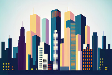 Abstract city skyline sillhouette shapes as wallpaper background illustration (Generative AI) - obrazy, fototapety, plakaty