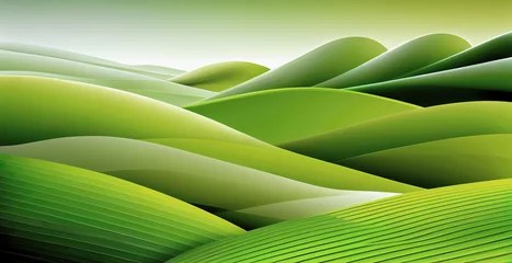 Fotobehang Abstract green nature landscape wallpaper background illustration (Generative AI) © Robert Kneschke