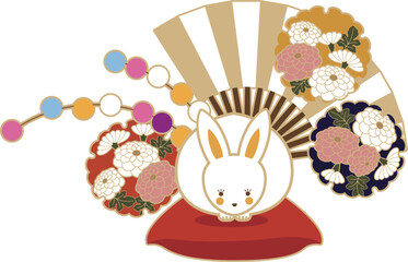 お正月の素材-和柄のうさぎのアイコン。
干支のイラスト。
