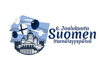 Translation: December 6, Happy Independence day. Independence Day of Finland vector illustration. Suitable for greeting card, poster and banner.