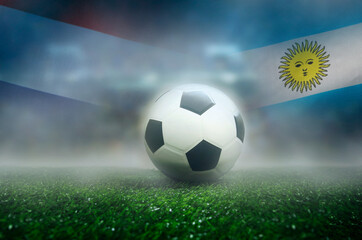 Fototapeta na wymiar Netherlands vs Argentina football match , Quarter-finals , national flags and soccer ball on green grass