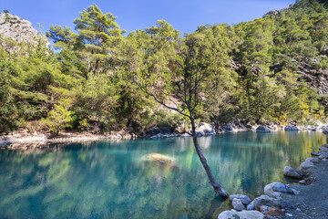 Turquoise mountain river in the Goynuk canyon, Turkey - 551795697