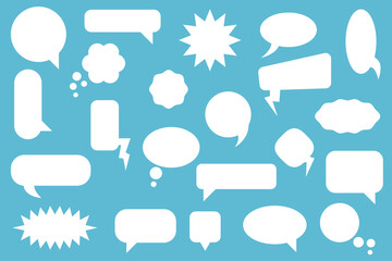 Vector set of speech bubbles, different shapes in comic book style.