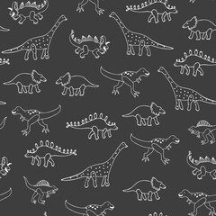Dinosaurs doodle vector seamless pattern. © GooseFrol