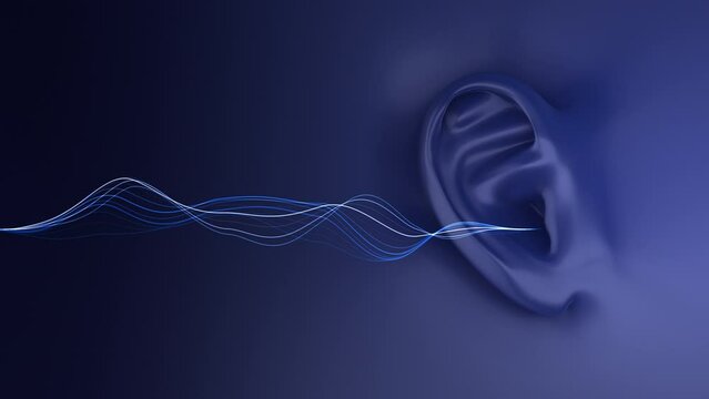 Human ear listening to sound waves